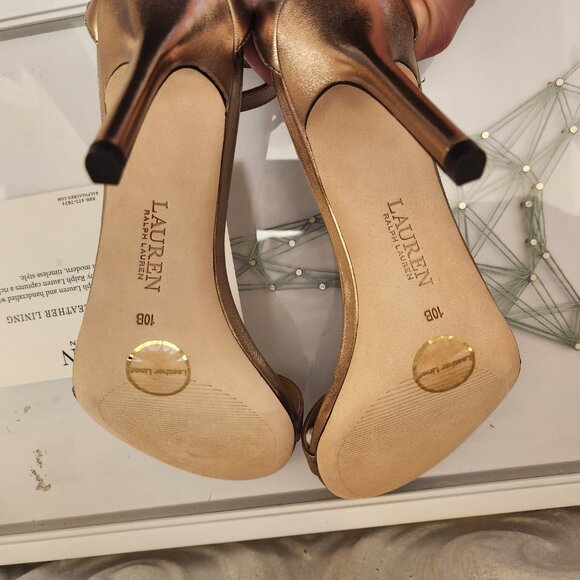 LAUREN RALPH LAUREN | Allie Metallic Nappa Leather Sandals. Size 10. NIB - Picture 9 of 11